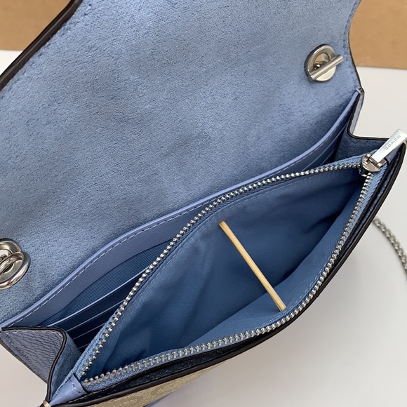 COACH Georgie Crossbody In Signature Canvas LIGHT KHAKI/MARBLE BLUE - Picture 11 of 14